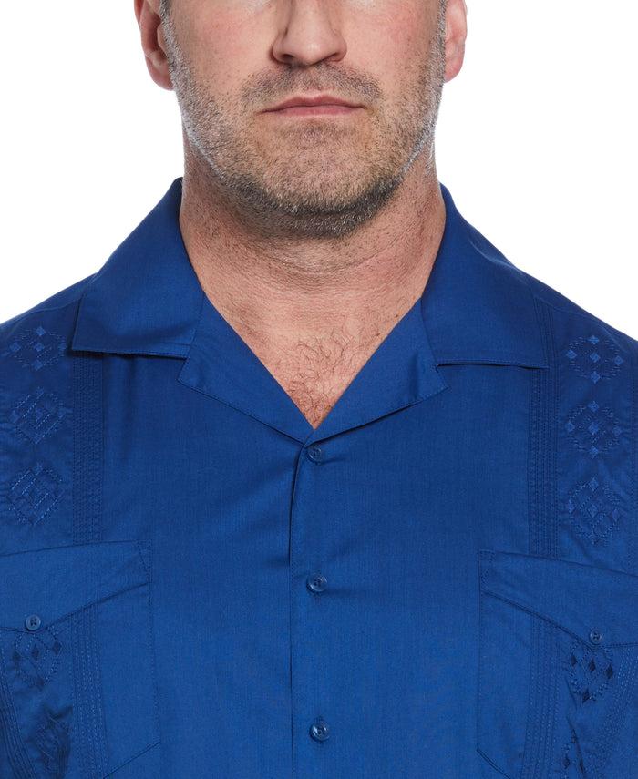 Cubavera Big & Tall Authentic Embroidered Guayabera Shirt True Blue