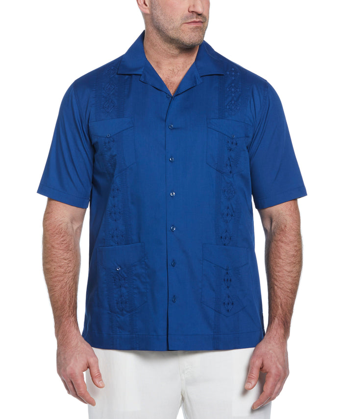 cubavera Big & Tall Authentic Embroidered Guayabera Shirt True Blue