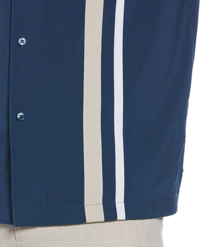 Cubavera Big & Tall Camp Collar Retro Panel Shirt Insignia Blue