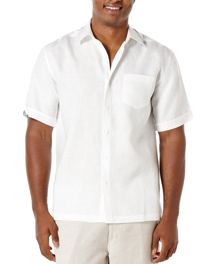 cubavera Big & Tall Classic Linen Solid Shirt Bright White