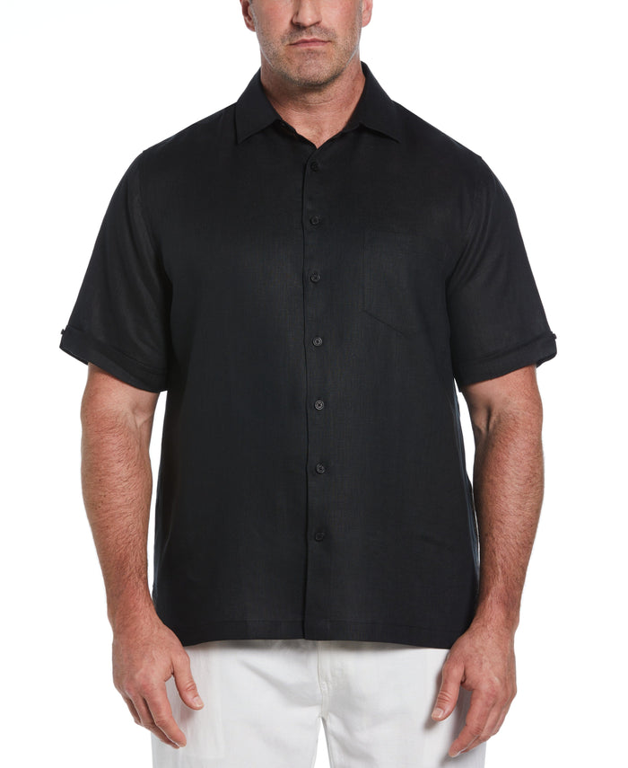 cubavera Big & Tall Classic Linen Solid Shirt Jet Black