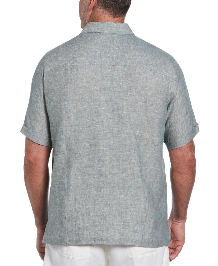 Cubavera Big & Tall Classic Two-Tone Linen Shirt Balsam Green