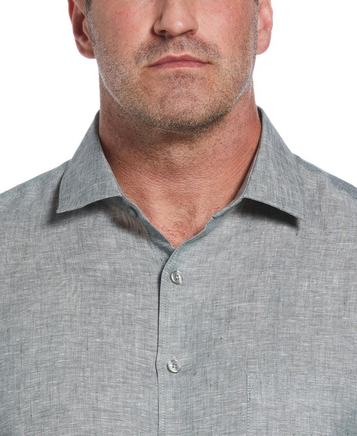 Cubavera Big & Tall Classic Two-Tone Linen Shirt Balsam Green