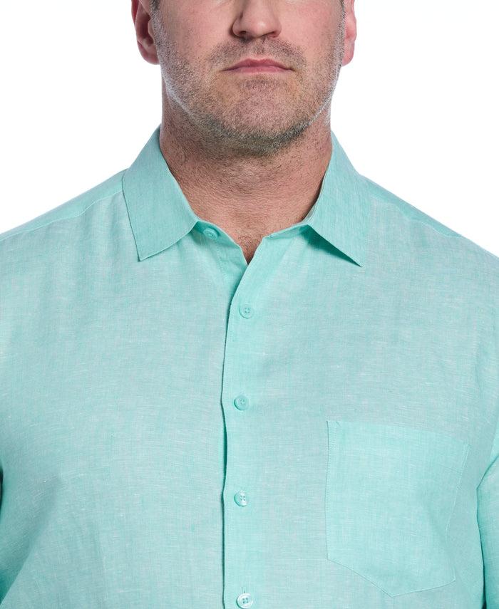 Cubavera Big & Tall Classic Two-Tone Linen Shirt Cascade