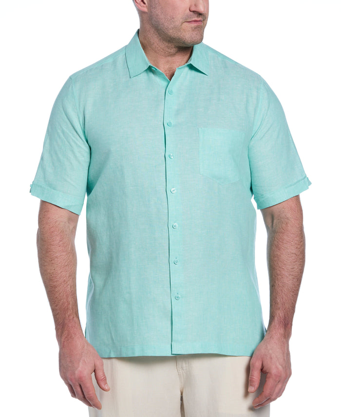 cubavera Big & Tall Classic Two-Tone Linen Shirt Cascade