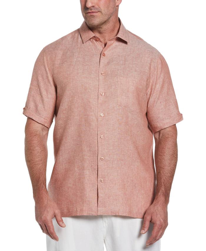 cubavera Big & Tall Classic Two-Tone Linen Shirt Chutney