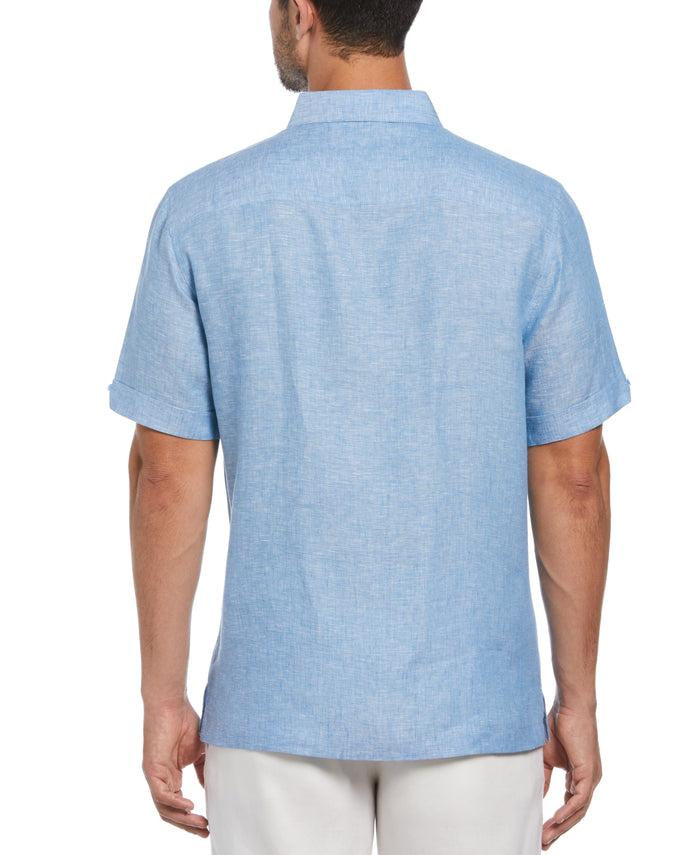 Cubavera Big & Tall Classic Two-Tone Linen Shirt Parisian Blue