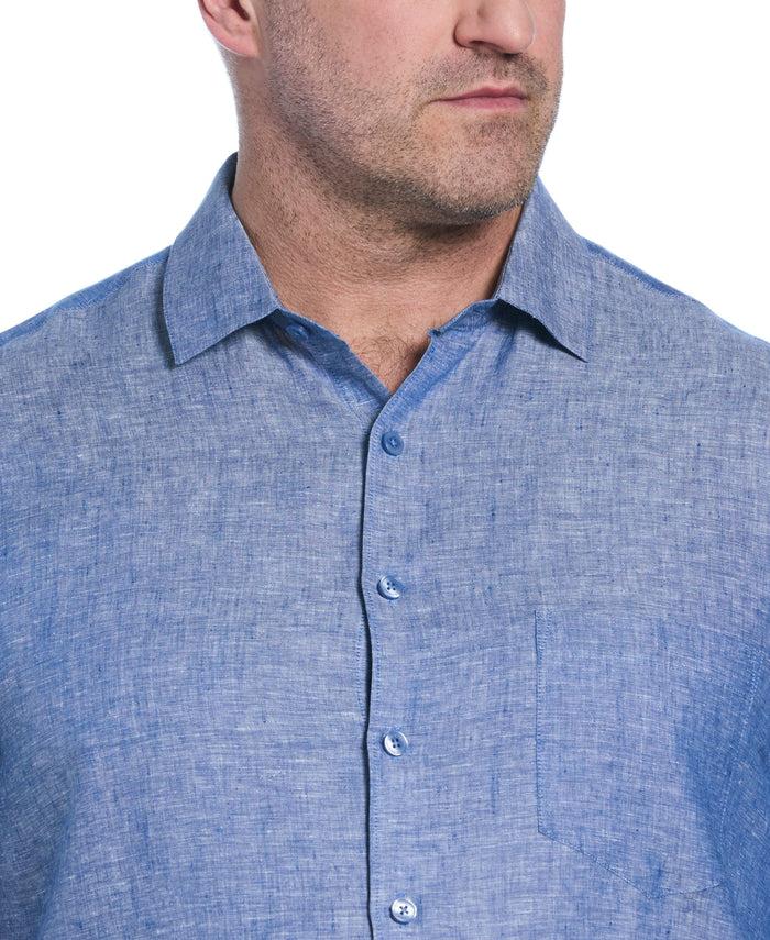 Cubavera Big & Tall Classic Two-Tone Linen Shirt True Blue