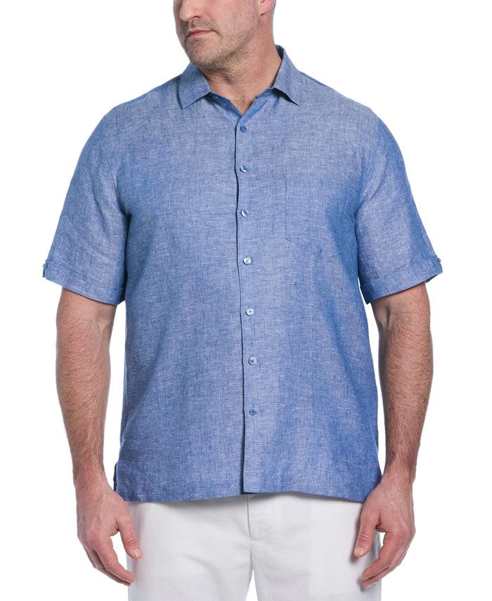 cubavera Big & Tall Classic Two-Tone Linen Shirt True Blue