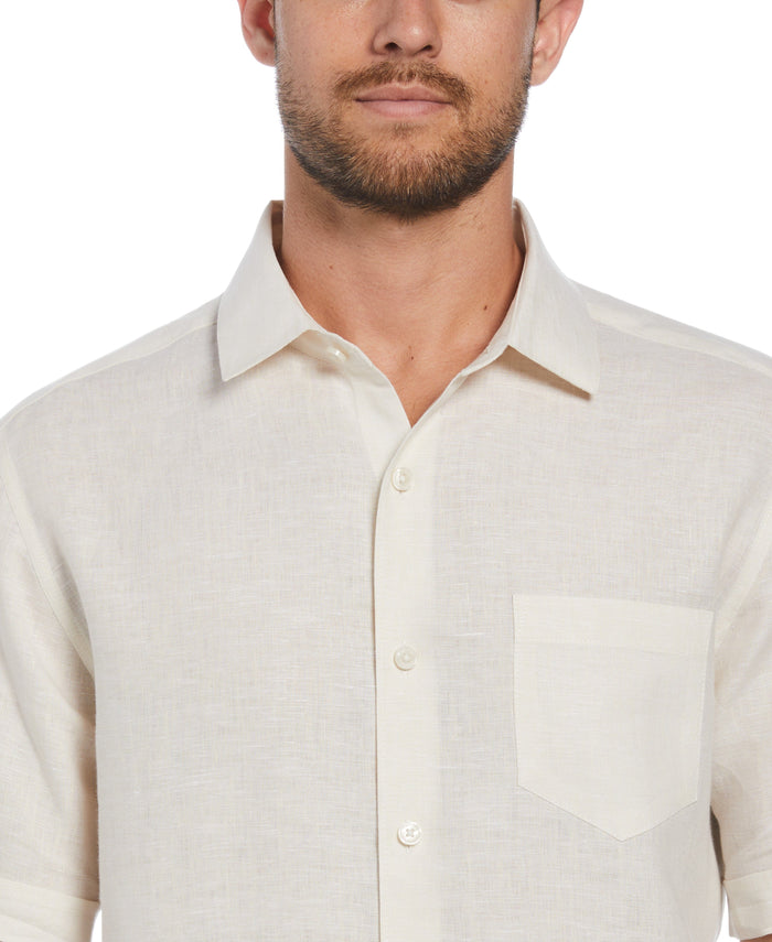Cubavera Big & Tall Classic Two-Tone Linen Shirt Turtledove