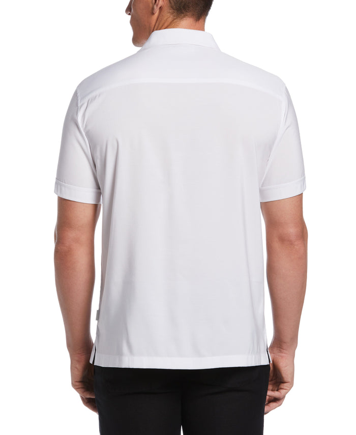 Cubavera Big & Tall Contrast Panel Camp Collar Shirt Brilliant White