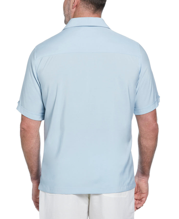 Cubavera Big & Tall Contrast Panel Camp Collar Shirt Dream Blue