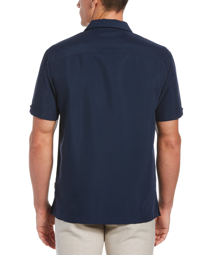 Cubavera Big & Tall Contrast Panel Camp Collar Shirt Dress Blues