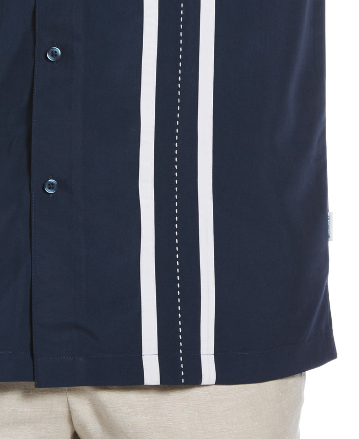 Cubavera Big & Tall Contrast Panel Camp Collar Shirt Dress Blues