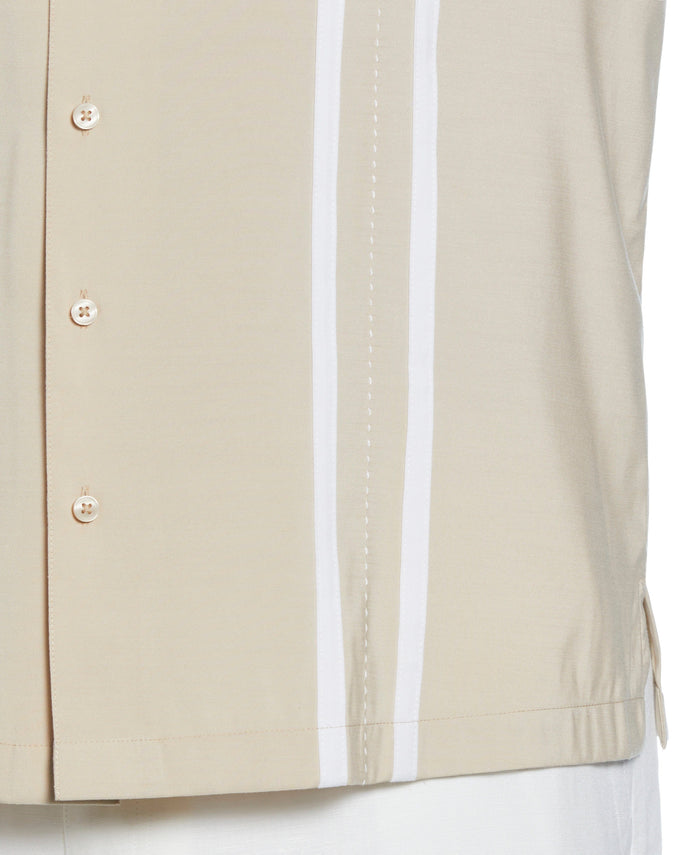 Cubavera Big & Tall Contrast Panel Camp Collar Shirt Irish Cream
