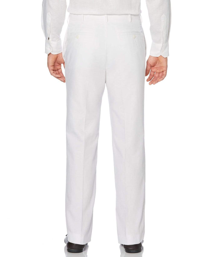 Cubavera Big & Tall Cotton-Linen Flat Front Textured Pants Bright White