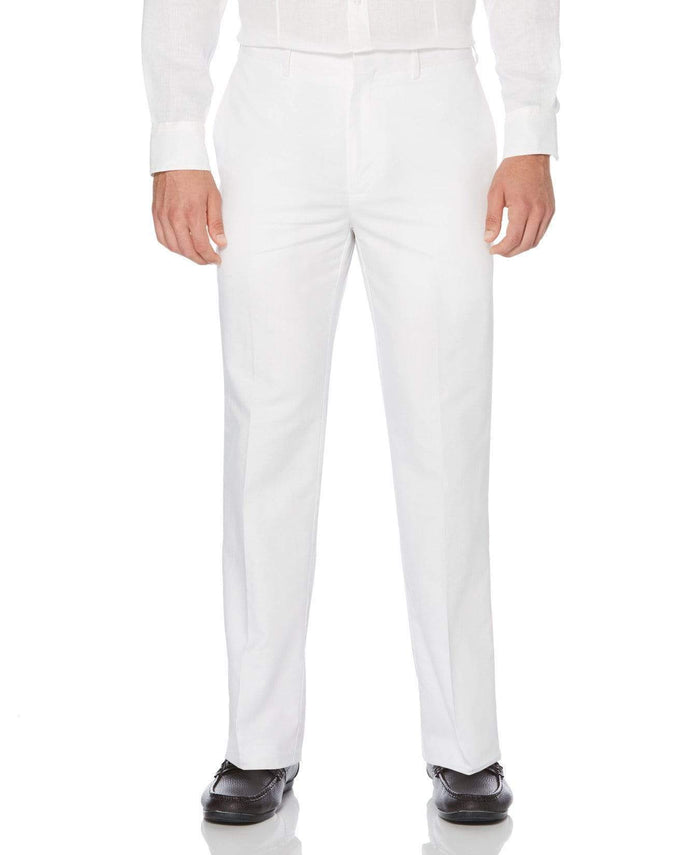 cubavera Big & Tall Cotton-Linen Flat Front Textured Pants Bright White