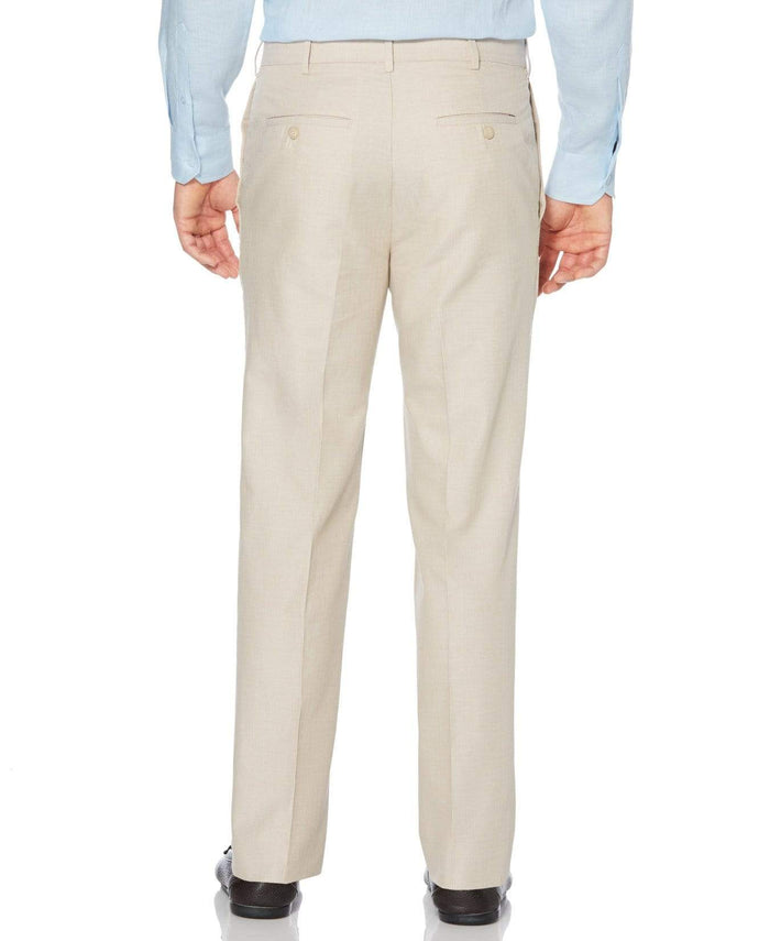 Cubavera Big & Tall Cotton-Linen Flat Front Textured Pants Natural Linen