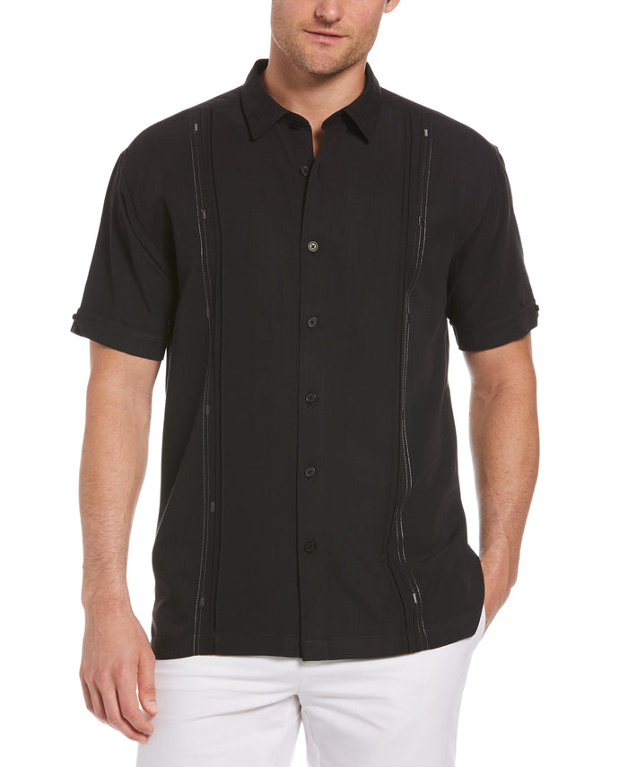 Cubavera Big & Tall Embroidered Panel Shirt Jet Black