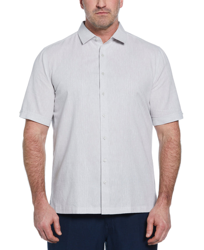 cubavera Big & Tall Engineered Dobby Panels Shirt Brilliant White
