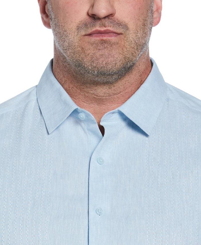 Cubavera Big & Tall Engineered Dobby Panels Shirt Dream Blue