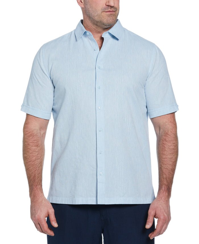 cubavera Big & Tall Engineered Dobby Panels Shirt Dream Blue