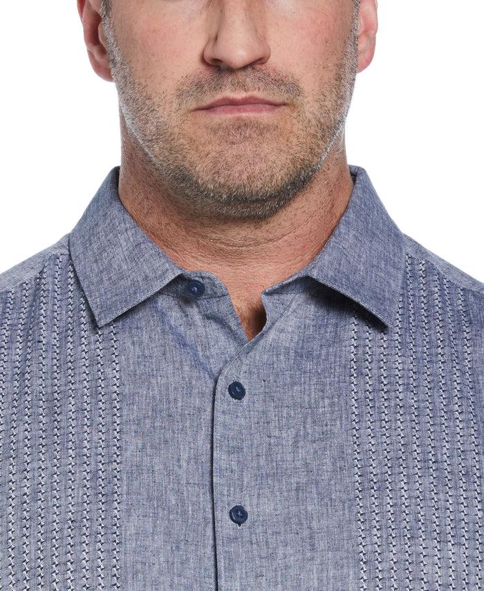 Cubavera Big & Tall Engineered Dobby Panels Shirt Dress Blues