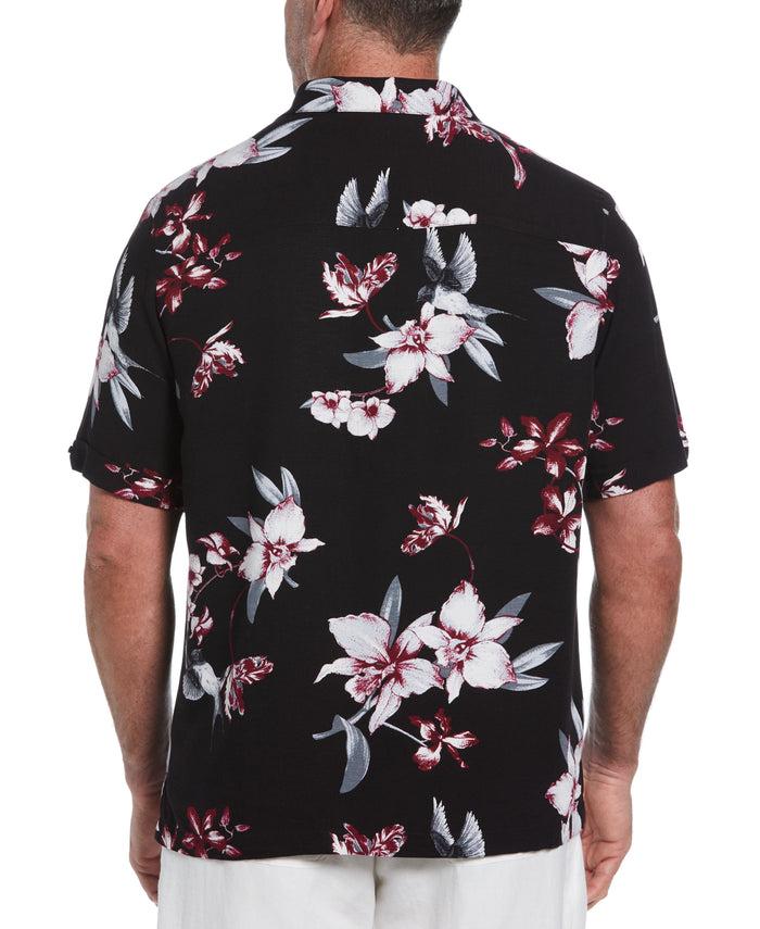 Cubavera Big & Tall Floral Conversational Print Shirt Jet Black