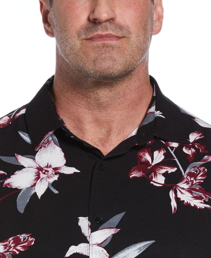 Cubavera Big & Tall Floral Conversational Print Shirt Jet Black