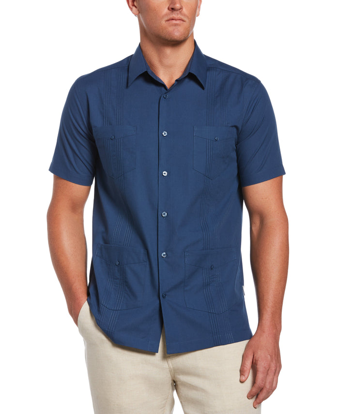 cubavera Big & Tall Four Pocket Guayabera Shirt Ensign Blue