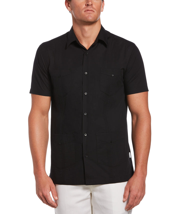 cubavera Big & Tall Four Pocket Guayabera Shirt Jet Black