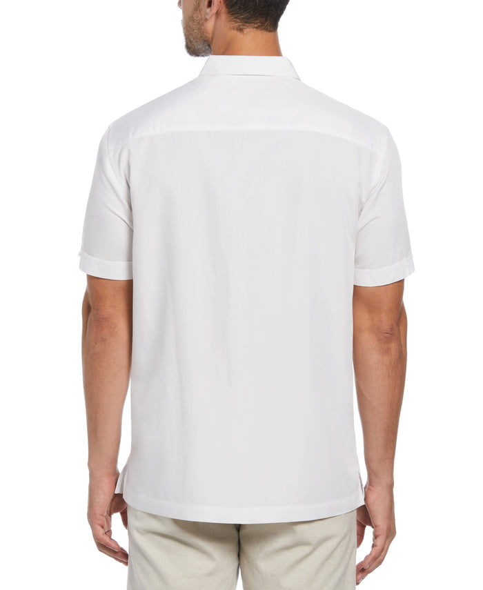 Cubavera Big & Tall Geo Embroidered Panel Shirt Bright White