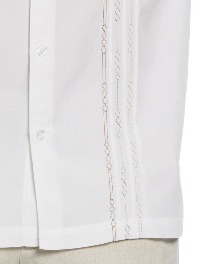 Cubavera Big & Tall Geo Embroidered Panel Shirt Bright White