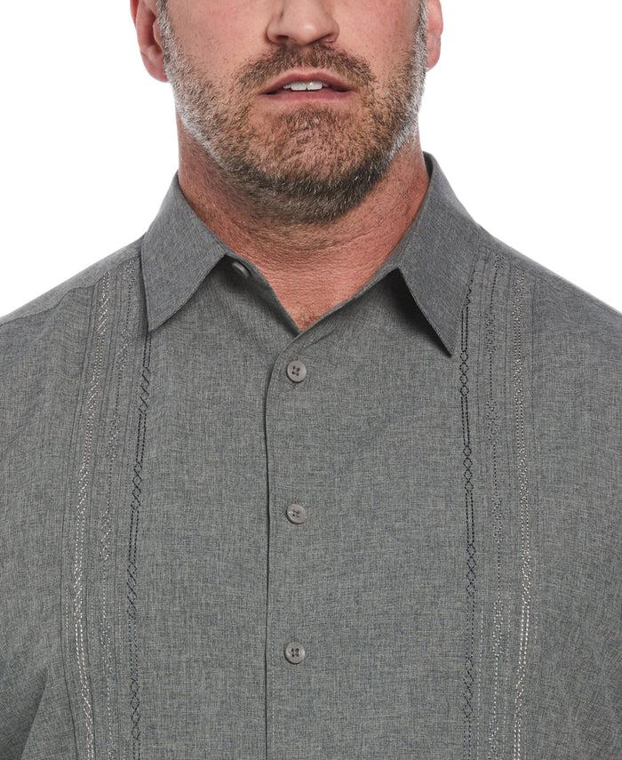 Cubavera Big & Tall Geo Embroidered Panel Shirt Steeple Gray