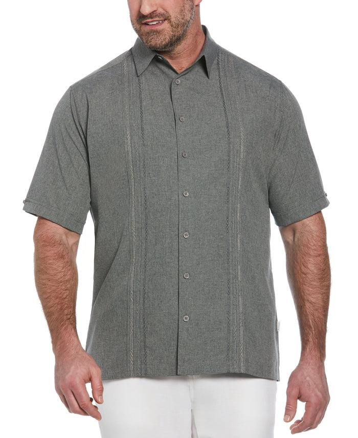 cubavera Big & Tall Geo Embroidered Panel Shirt Steeple Gray