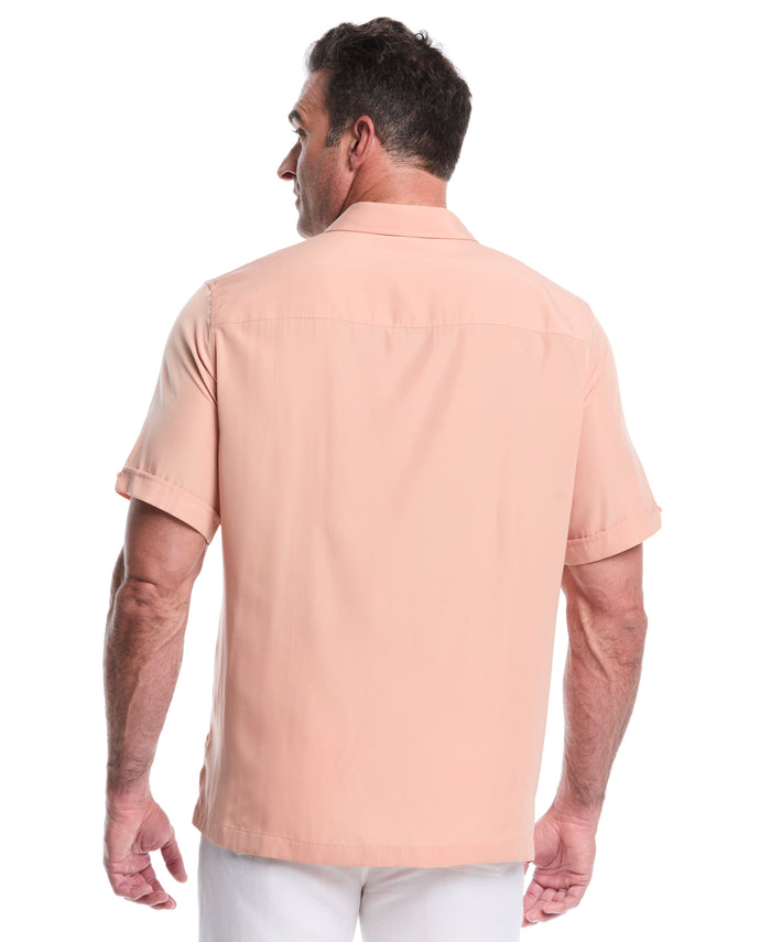 Cubavera Big & Tall Insert Panel Pickstitch Shirt Dusty Coral