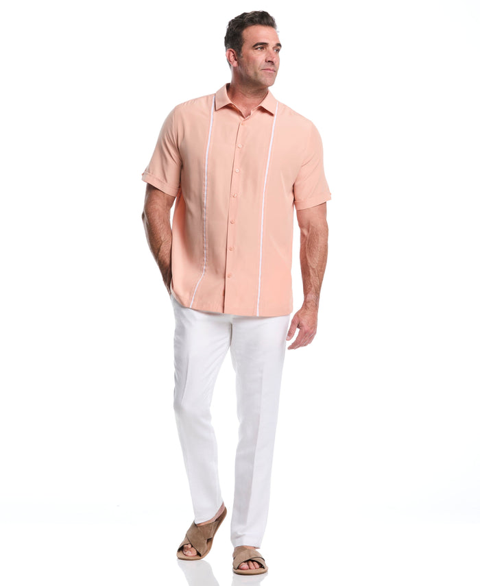 Cubavera Big & Tall Insert Panel Pickstitch Shirt Dusty Coral
