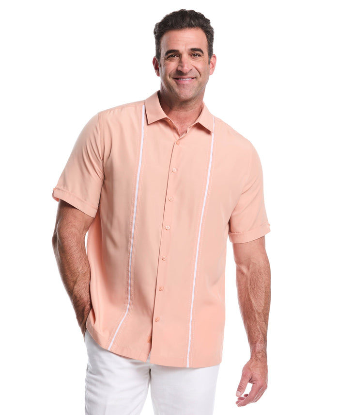 cubavera Big & Tall Insert Panel Pickstitch Shirt Dusty Coral