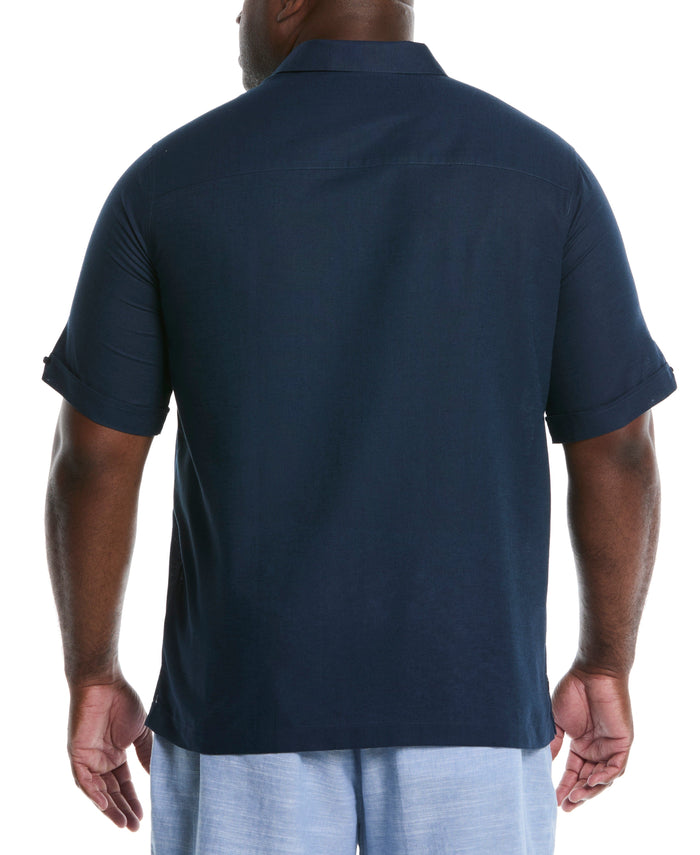 Cubavera Big & Tall L-Shape Embroidery Shirt Dress Blues