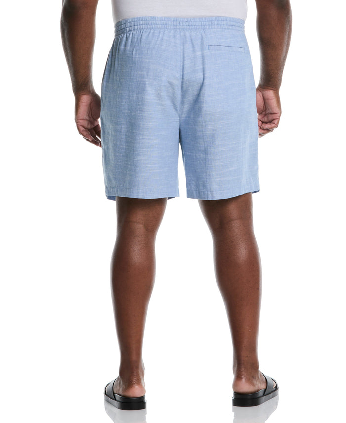 Cubavera Big & Tall Linen Blend 7 1/2" Cross Dyed Slub Short Ashleigh Blue