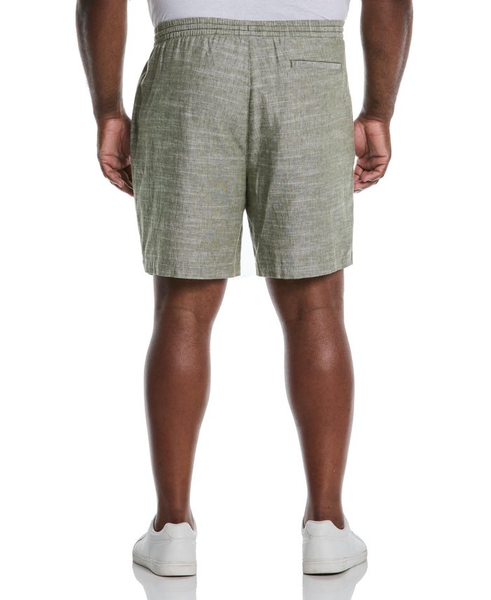 Cubavera Big & Tall Linen Blend 7 1/2" Cross Dyed Slub Short Olivine