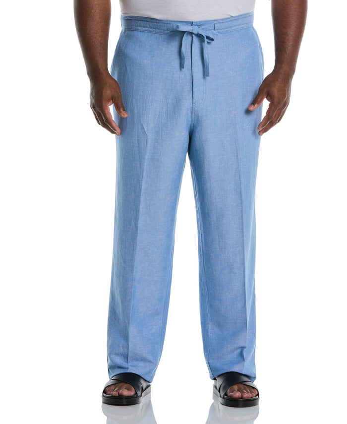 cubavera Big & Tall Linen-Blend Core Drawstring Pants Ashleigh Blue