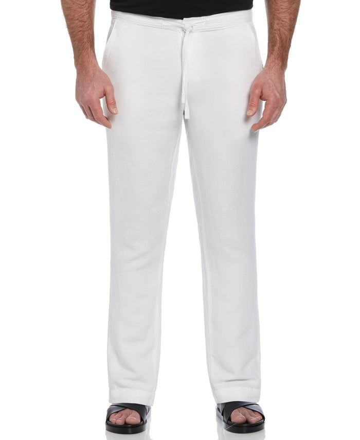 cubavera Big & Tall Linen-Blend Core Drawstring Pants Brilliant White