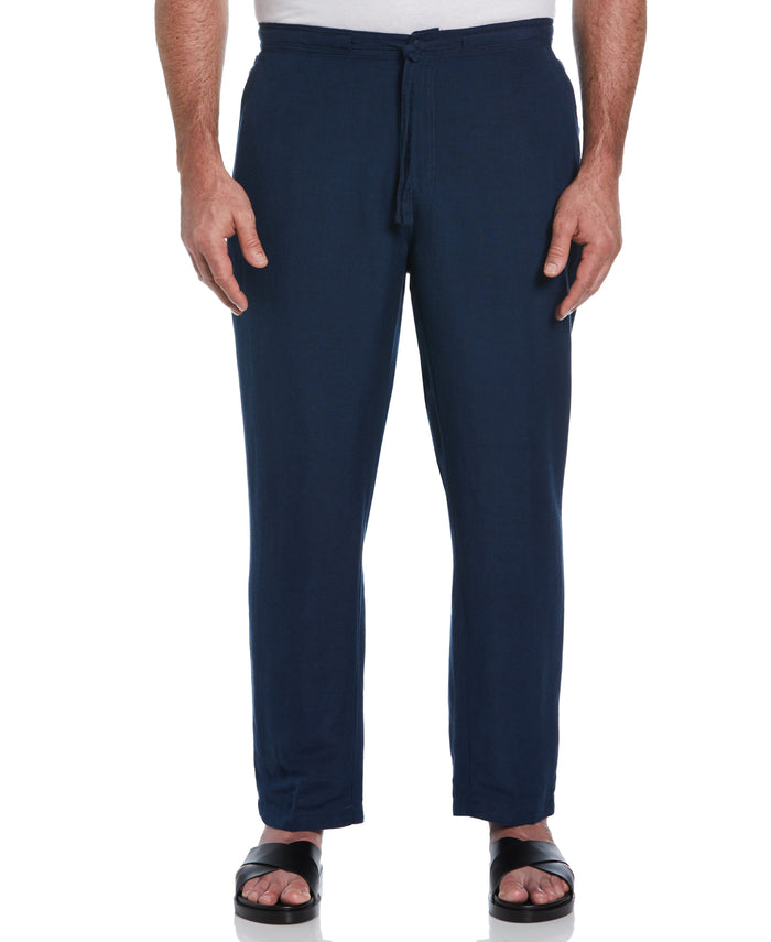 cubavera Big & Tall Linen-Blend Core Drawstring Pants Dress Blues
