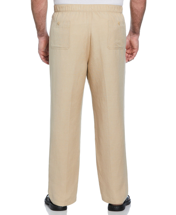 Cubavera Big & Tall Linen-Blend Core Drawstring Pants Irish Cream