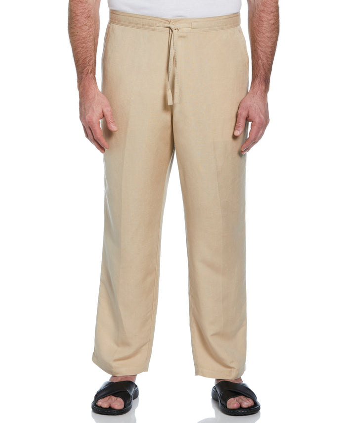 Cubavera Big & Tall Linen-Blend Core Drawstring Pants Irish Cream