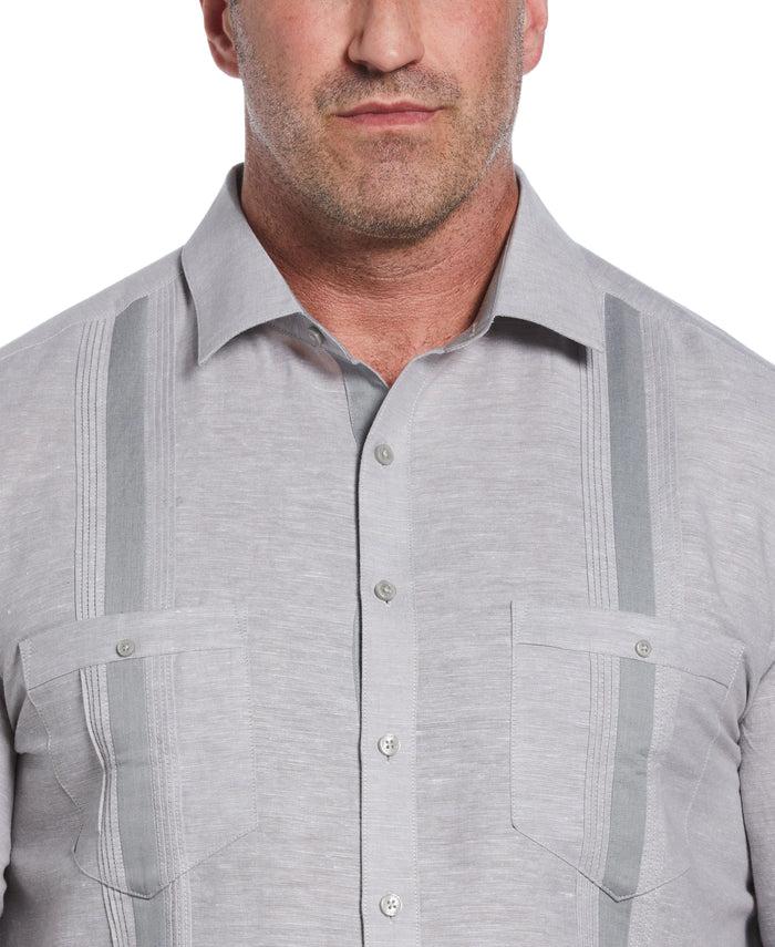 Cubavera Big & Tall Linen Blend Cross Dye Guayabera Shirt Sleet