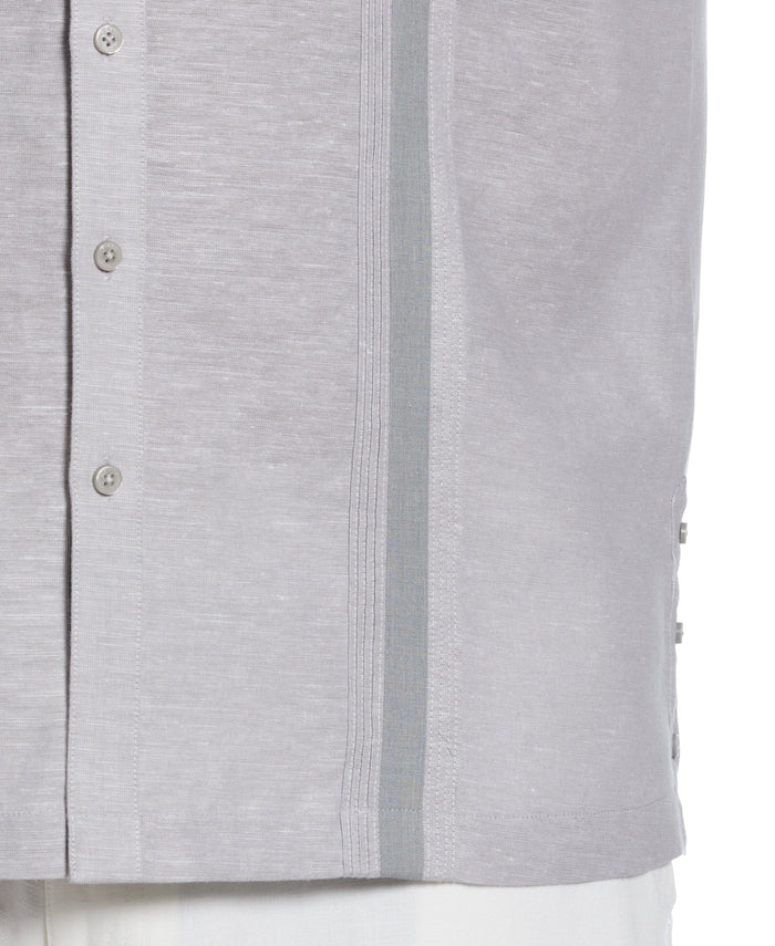 Cubavera Big & Tall Linen Blend Cross Dye Guayabera Shirt Sleet