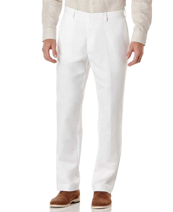 cubavera Big & Tall Linen-Blend Flat Front Pants Bright White