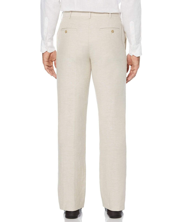 Cubavera Big & Tall Linen-Blend Flat Front Pants Khaki